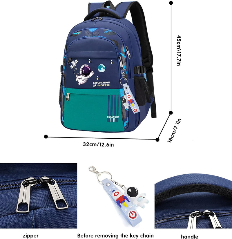 Astronaut Backpack for Boys Teens, Large Capacity School Bag Bookbag for Kids Elementary Middle