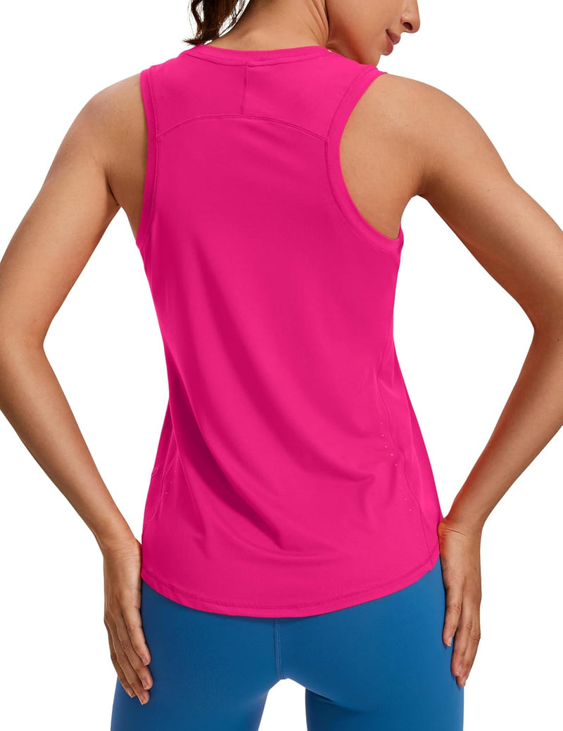 CRZ YOGA Lightweight Tank Top for Women Racerback Sleeveless Workout Tops High Neck Athletic Running Shirts