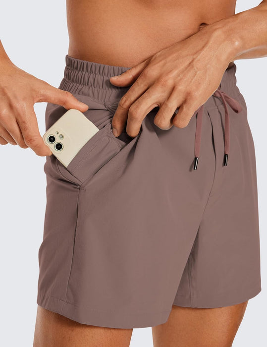 CRZ YOGA Men's Linerless Workout Shorts - 5'' Lightweight Quick Dry Running Sports Athletic Gym Shorts with Pockets