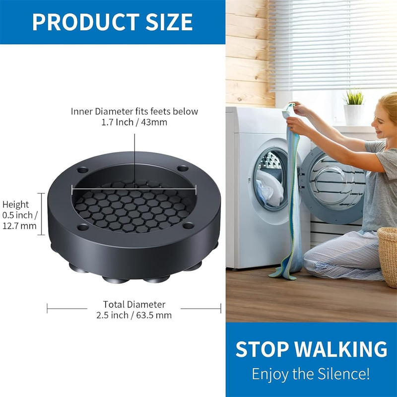 Anti Vibration Pads for Washing Machine, 4PCS Washing Machine Vibration Pads Pedestals, Anti Vibration Washing Machine Support, Prevent Your Washer and Dryer Set from Walking and Reduce Noise