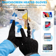 USB Heated Gloves for Men & Women, Double-Side Heating Knitted Wool Gloves with 3 Temperature Settings, Touchscreen Fingers, Machine Washable Hand Warmer Gloves for Office, Outdoor, Travel (Gray)