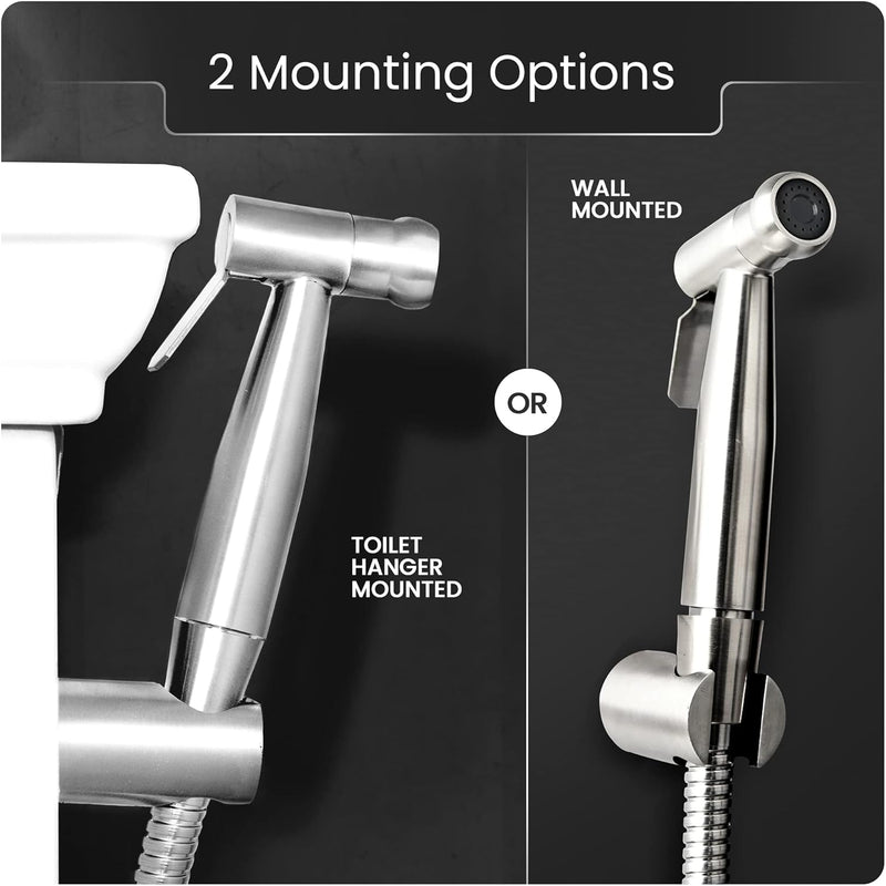 SmarterFresh (Stainless Steel) - Hand Held Bidet Sprayer, Premium Stainless Steel Nappy Sprayer Shattaf - Complete Bidet Set for Toilet, Hand Bidet Sprayer for Beday Toilet