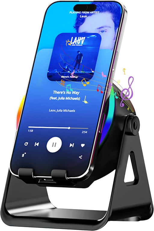 Wireless Induction Bluetooth Speaker,3 - in - 1 Multifunctional with RGB Lights wireless induction speaker,360 Rotation Phone Holder Compatible for Tablet iPhone Android, Gifts for Men Women