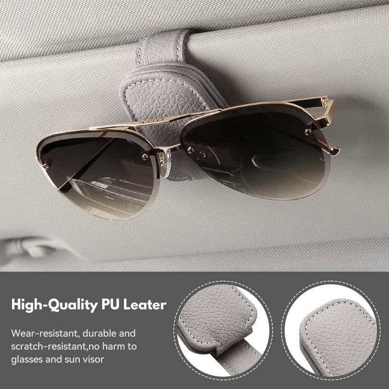 T Tersely Sunglasses Holder for Car Visor Universal Magnetic Adsorbed Leather Eyeglasses Holder Glasses Hanging Storage Clip Car Visor Accessories Ticket Card Clip for Car Accessories Parts (Brown)