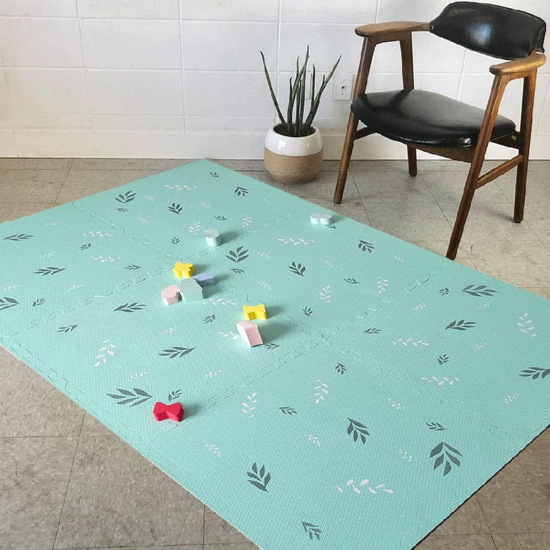 Bumble & Bird - Baby Play Mat - Motor Skills - Educational Mat - Non-Toxic EVA Foam - Waterproof - Easy to Clean - Easy to Store - 6pcs - 60cm x 60cm x 1.2cm - Leaves
