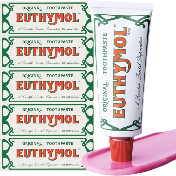 EUTHYMOL Original Toothpaste (Pack of 109.4 ml, Pack of 5) - Fluoride-free Toothpaste for Sensitive Teeth & Gums Bad Breath Cavity Prevention 12h Long Lasting Freshness