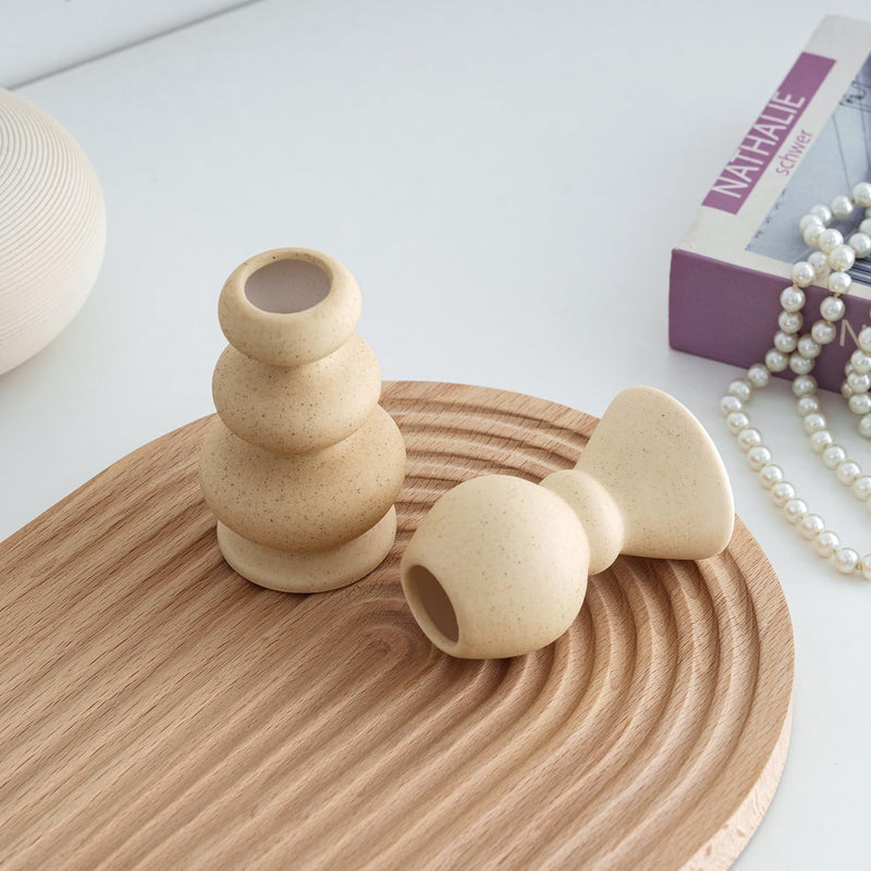 Taper Ceramic Candle Holders, Matte Boho Decorative Candlestick Holders, Creative Modern Knot Candlestick Holder Set, Table Decor Centerpiece for Home Decor Dining Wedding Party Aromatherapy, 2Pcs