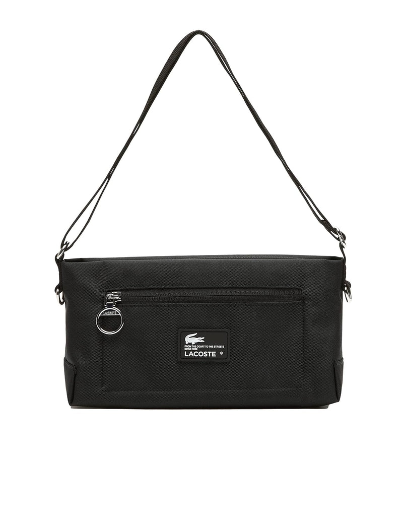 Lacoste Unisex Recycled Fiber Zipped Crossover Bag, Black