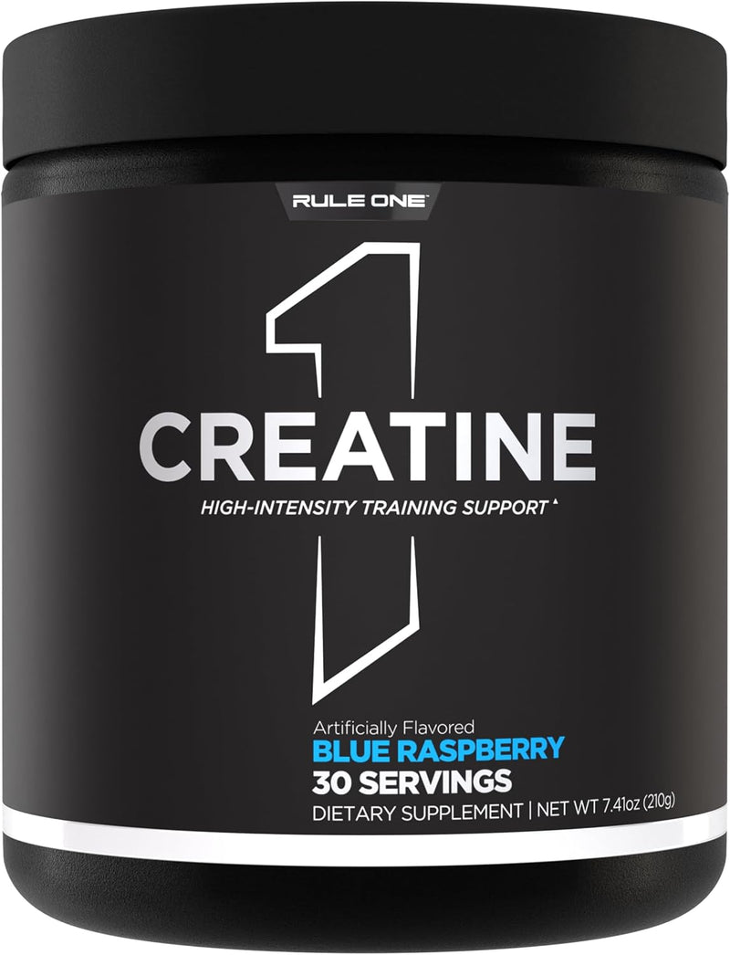 Rule 1 Creatine Powder Pure Micronized Creatine Monohydrate for High-Intensity Exercise and Lean Body Mass Support, Flavored and Unflavored (60 Servings, Fruit Punch) - Blue Raspberry 30 Servings