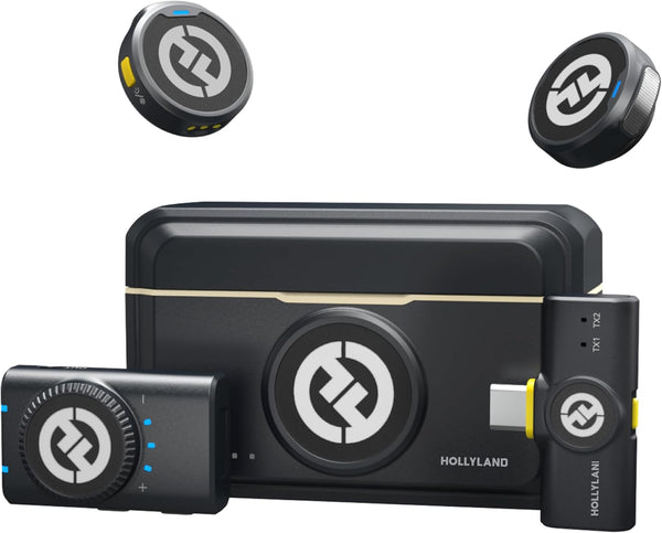 Hollyland LARK M2 Wireless Microphone for iPhone, Android and Camera, 48KHz 24Bit Hi-Fi Audio, 1000ft LOS Range, Noise Cancellation, 40H Duration for Vlogging, YouTube, Streaming - Mini Combo