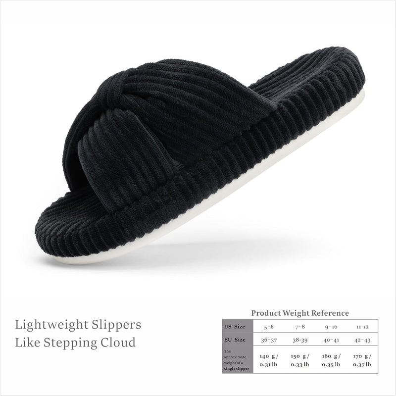 Chantomoo Slippers for Women Memory Foam House Bedroom Corduroy Bow Crossbands Slide Slipper Shoes Comfy Trendy Gift Slippers