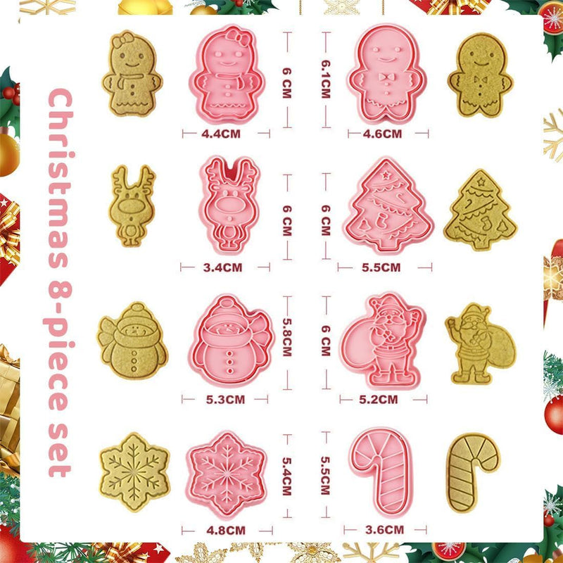 Christmas Cookie Cutters Set 12pcs Holiday Baking Set and DIY Fun 3D Christmas Cookie Stamps for Kids Fondant Mould Christmas Party Suppllies