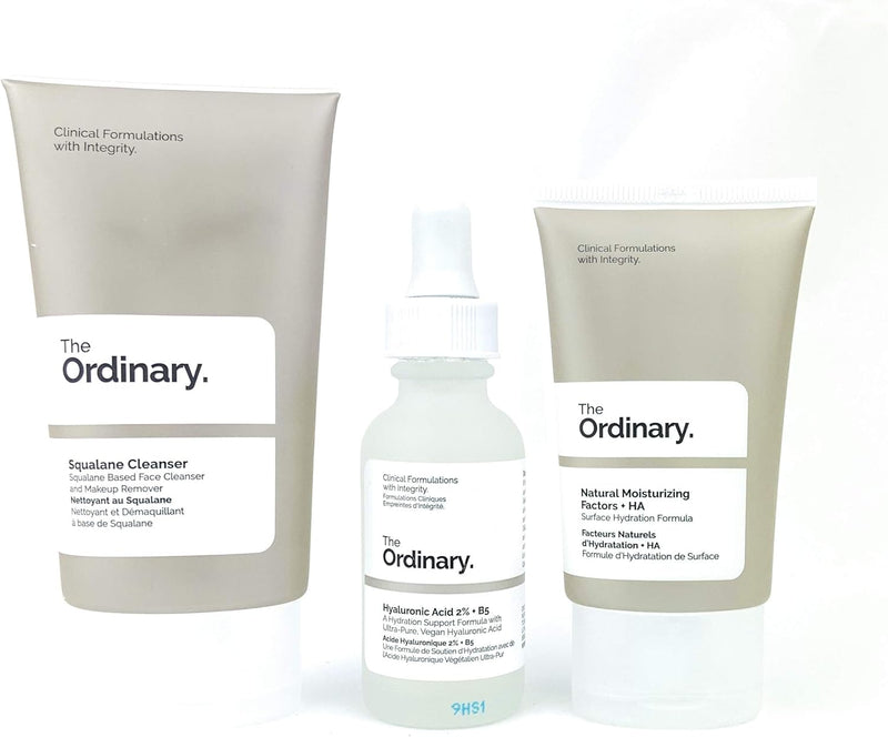 3 Pieces Daily Set - Squalene Cleanser, Hyaluronic Acid 2% +B5 with Natural Moisturizing Factors + HA