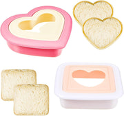 Sandwich Cutter and Sealer for Kids Lunch, PP Bread Maker with Heart, Square Shapes, DIY Crust Remover and Cookie Cutter,Ideal for Boys and Girls Lunch Boxes and Bento Boxes,2 PCS