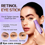 Retinol & Caffeine Eye Cream Stick for Dark Circles & Puffiness - Peptides & Avocado Oil - Reduce Eye Bags & Brighten Skin - Portable Undereye Treatment 9g - Purple
