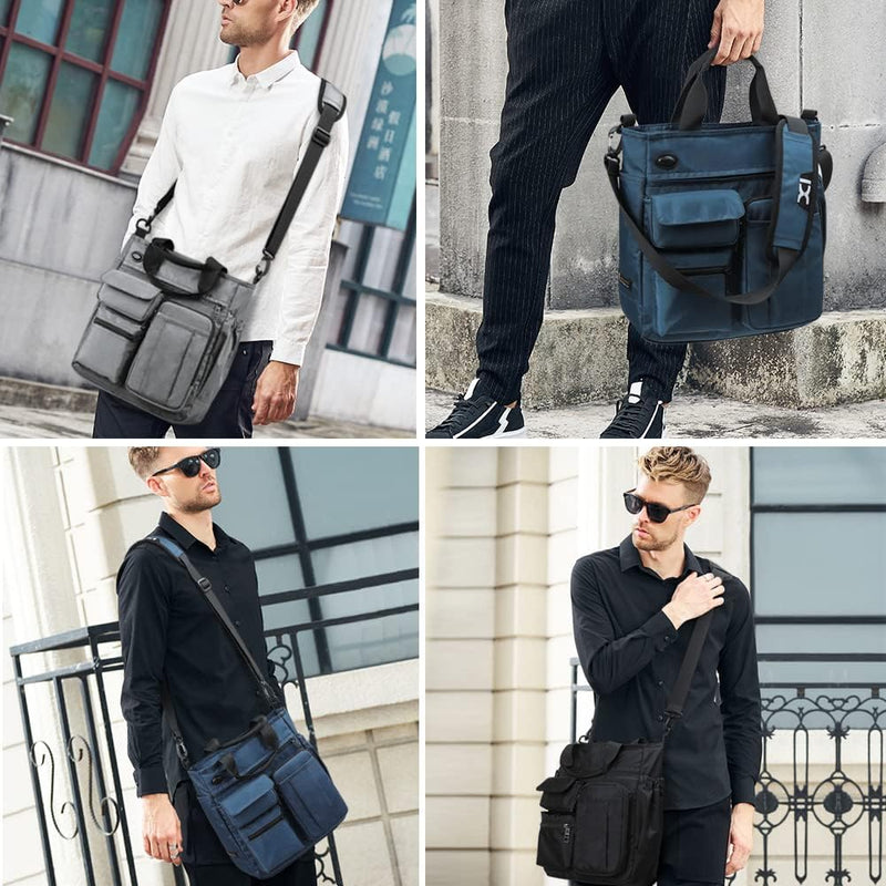Mens Messenger Bag Laptop Shoulder Bag Computer Work Office Bag Waterproof Briefcases for Travel Work - Black