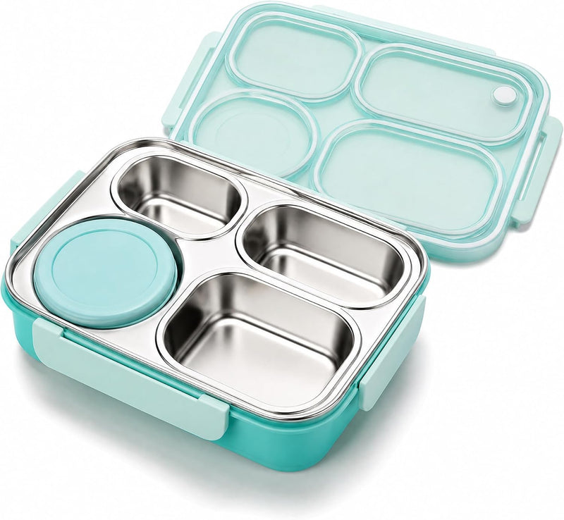 AUTOYSUR Lunch Box Stainless Steel Containers For Adults Men Women, Bento Box Adult Lunch Box W/ 4 Compartments, Insulated Bento Boxes Leakproof,BPA Free,Dishwasher Safe Stainless Steel Bento Box (B) - B