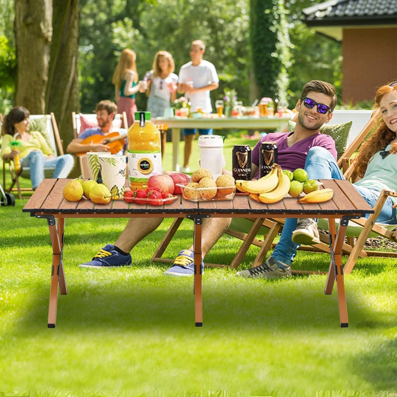 GO2CAMPS Foldable Roll-Up Camping Table with Carry Bag 120 x 120 x 45 cm Durable, Lightweight Portable Aluminum Outdoor Folding Table for Camping, Picnic, Hiking, BBQ, Beach, Trip, Travel