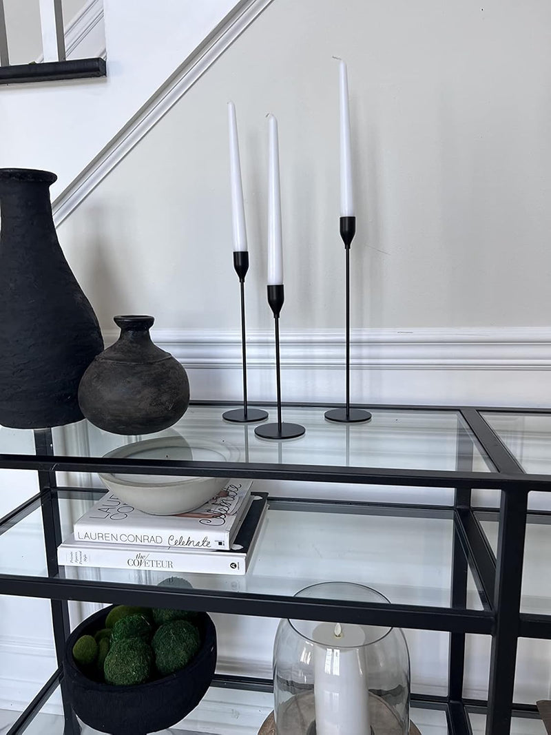 Lobolighting Black Candlesticks Holders Set of 3, Black Taper Candles Holders for Candlestick, Modern Farmhouse Decor Mantle Fireplace Dinner Table Centerpieces Decoration