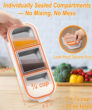 3 Pack Stainless Steel Snack Containers for Kids & Adults, Bento Boxes, Leek Proof Metal Bento Lunch Box with 3 Compartment, Lunchable Containers for Daycare, School, Work, Travel, Bento Snack Box