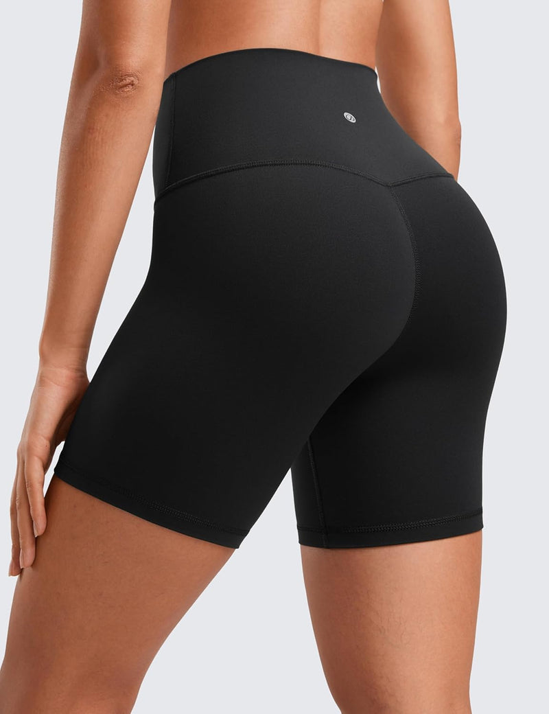 CRZ YOGA Womens ButterLuxe Biker Shorts 6"- High Waist Workout Athletic Running Spandex Yoga Shorts