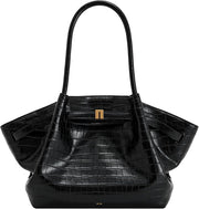 Women's Hana Medium Tote Bag - Black Croc