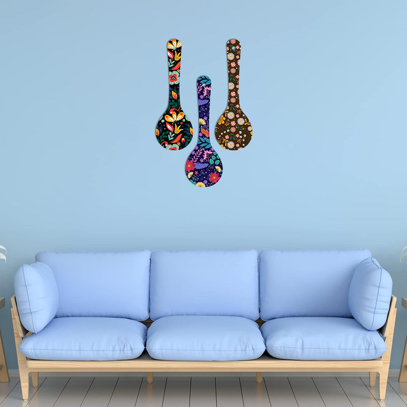 Artvibes Rajasthani Culture Wooden Wall Hanger for Home | Office | Living Room | Gift | Modern Decoration Items | Kitchen Wall Decor | Home Decor Hanging Items (WH_5012N), Set of 3