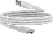 Belkin Fast Charge braided USB C to fast charger cable, USB type C charger cable fast charging for iPhone 15, Samsung Galaxy S23, Google Pixel, iPad, MacBook, Nintendo and more - 1m, White - 1M White