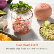 Choppi Cordless Rechargeable Chopper, Pulse & Steady Modes, 500ml BPA Free Tritan Cup, 4000 mAh Battery, SS 304 Quad Blade, CH600, Canyon Sunset, Designed in California, 1 Year Warranty - UAE Version Canyon Sunset