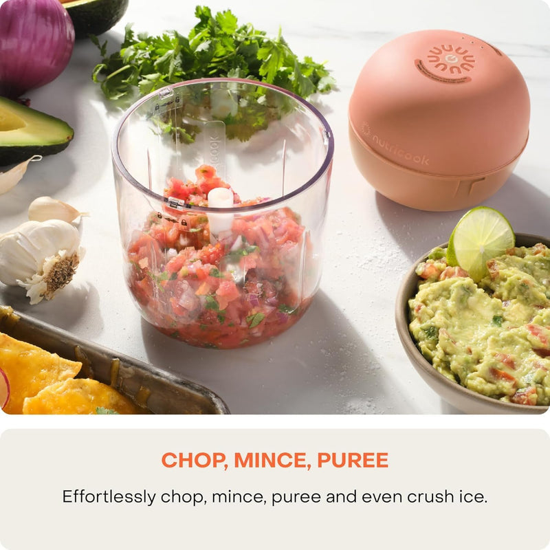 Choppi Cordless Rechargeable Chopper, Pulse & Steady Modes, 500ml BPA Free Tritan Cup, 4000 mAh Battery, SS 304 Quad Blade, CH600, Canyon Sunset, Designed in California, 1 Year Warranty - UAE Version Canyon Sunset
