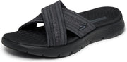Go Walk Flex Sandal - Elation womens Slide Sandal - Black/Grey