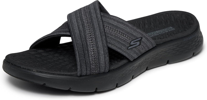 Go Walk Flex Sandal - Elation womens Slide Sandal - Black/Grey
