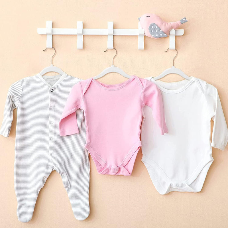 Red Dot Gift® 15-Pack Baby Velvet Hangers 11Inch - Nursery Clothes Hangers Non Slip Toddler Hangers, 360 Chrome Swivel Hook (Pink)