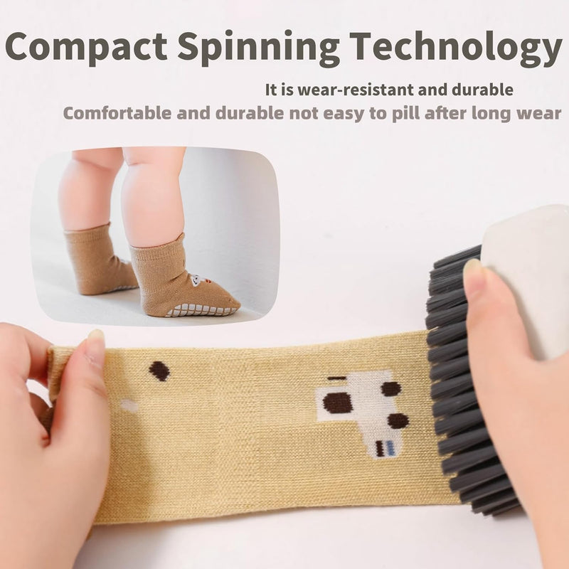 Lullaxx 5 Pairs Anti Slip Antimicrobial Baby Ankle Socks 100% cotton socks for Kids Boys and Girls, Breathable(0-3years)