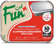 Fun Aluminium Containers with Lids 800Cc (Pack of 10) Leakproof Food Storage Containers, Durable for Meal Prep, Lunch, Takeout & Kitchen Use - 1135 CC