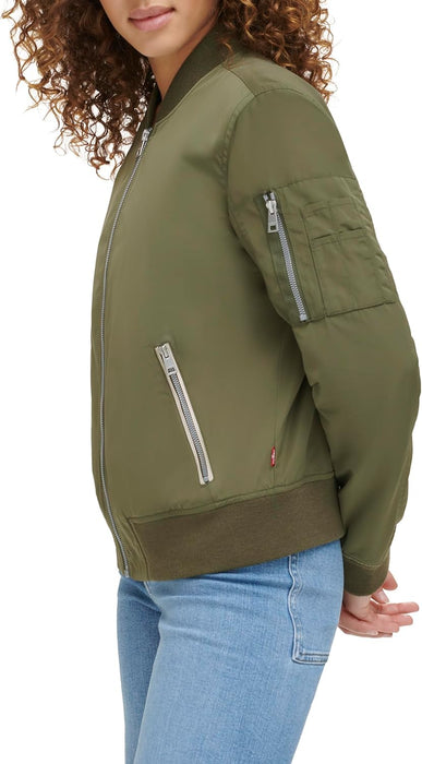 Levi's Women's Women's poly bomber jacket with contrast zipper pockets Jacket
