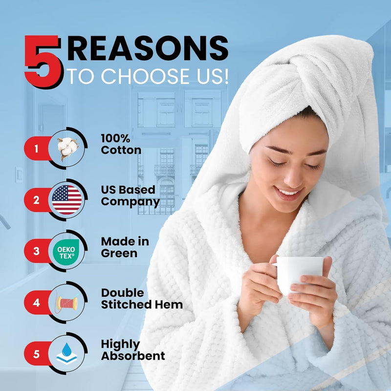Infinitee Xclusives Premium Cotton Bath Towels Set of 2 (70 x 140 cm) Soft, Highly Absorbent, Quick Dry Towels - Perfect Towels for Bathroom, Gym, Spa & Hotel (Brilliant White)