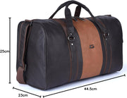 Vintage Faux-Leather 26L Medium Water Resistant Travel Duffle Bag/Gym Bag/Sports Duffle for Men/Women (Black)