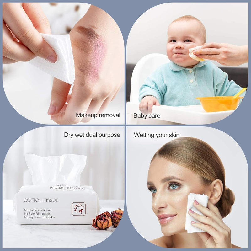 Disposable Face Towels, Soft Cotton Cleansing Cloths, Dry Towelette for Makeup Removal and Skin Cleaning, Ideal for Office, Travel, and Personal Care, 100-Count