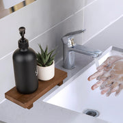 zoocatia Small Wood Tray Pedestal Stand Farmhouse Bathroom Decor Decorative Wooden Riser Kitchen Soap Dish Holder for Vanity, Counter, Sink, Brown