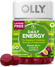 Daily Energy Gummy, 30 Day Supply (60 Gummies), Tropical Passion, Vitamin B12, CoQ10, Goji Berry, Caffeine Free, Chewable Supplement,Daily Energy, 60 Count - 60 Count (Pack of 1) Daily Energy