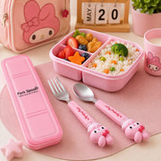 Stainless Steel Cutlery Set for Lunch Box Cutlery Set with Case Pink Fork and Spoon Set