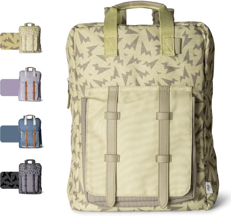 Kids School Backpack 5-8 years, Easy to Carry & Durable, Made of Sustainable Materials, Spacious, Perfect for Nurseries and Travel, Classic Cherry Print - Thunder Yellow Large Backpack
