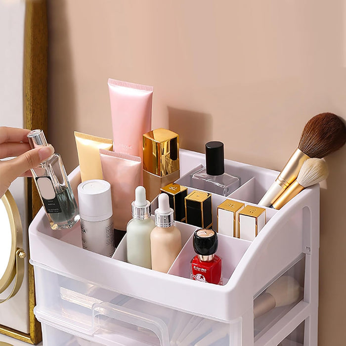 ALOXE Cosmetic Organizer Box Drawers Storage Plastic Stationary Box | Make Up Organiser For Women