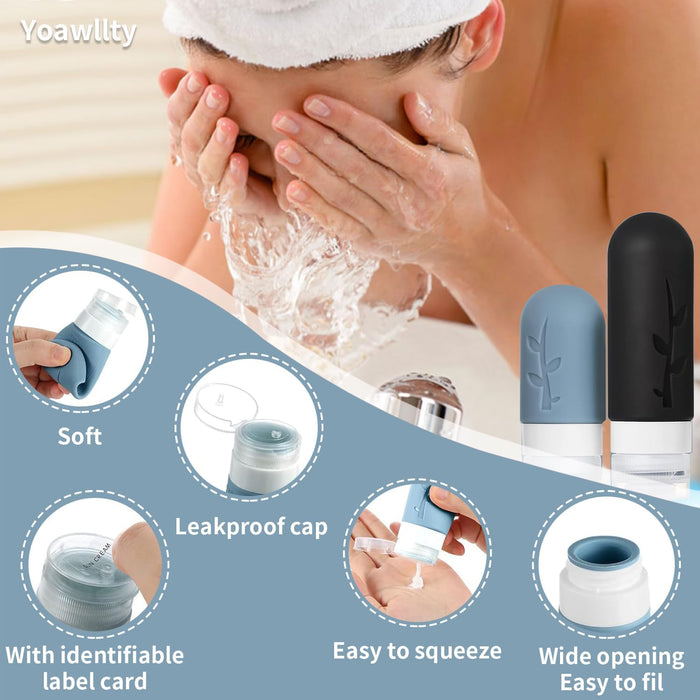 Yoawllty Travel Bottles for Toiletries, 16pack Tsa Approved Silicone Travel Containers for Toiletries, Leak Proof Refillable Liquid 3oz 2oz Travel essentials (Dark)