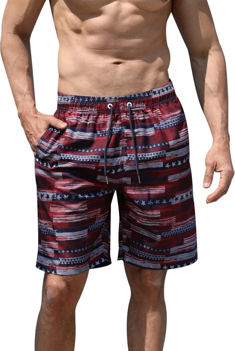 Maeau Men Swim Beach Shorts Quick Dry Swimming Trunks Drawstring Surfing Board Shorts