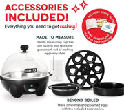 Dash Rapid Egg Cooker: 6 Egg Capacity Electric Egg Cooker for Hard Boiled Eggs, Poached Eggs, Scrambled Eggs, or Omelets with Auto Shut Off Feature, Black, 2 years warranty