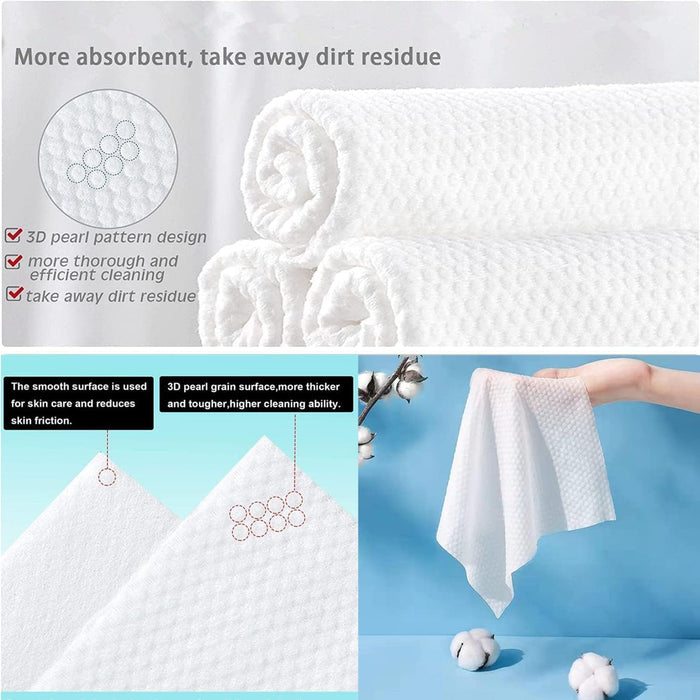 Aputue Face Towel, 200 Counts Lint-Free Disposable Wipes, Multipurpose Cleaning Towels for Face and Surfaces, Soft Cotton Dry Tissues for Travel and Home Use