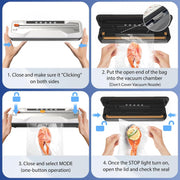 KASTWAVE Automatic Food Vacuum Sealer, Vacuum Sealer Machine 5 Modes with 5 Sealer Bags and Built-in Cutter, Compact One-Touch Food Sealer Vac Pack Machine for Sous Vide & Dry Moist Foods, White