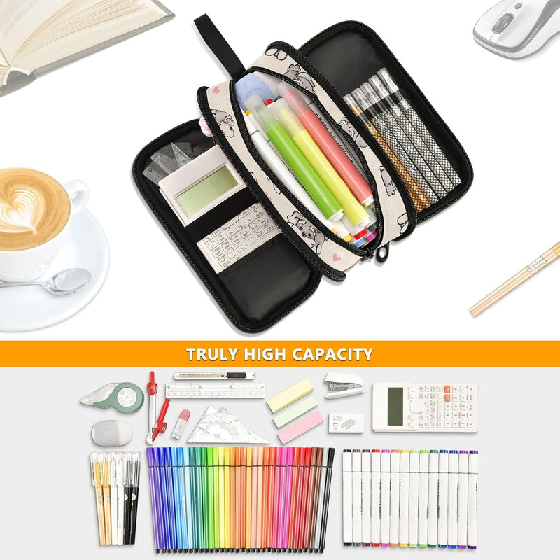 Pencil Case Large Capacity Pen Pouch Makeup Bag, with 3 Compartments Pen Holder, G05, Make-Up Pouch - G05